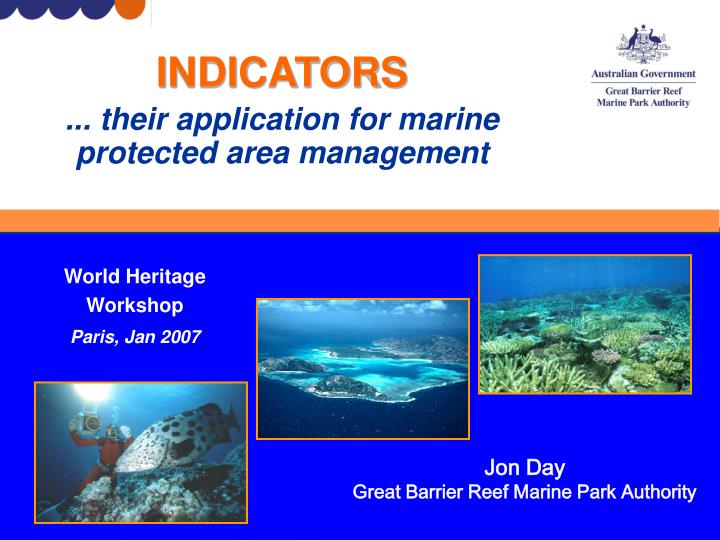 indicators their application for marine protected area management