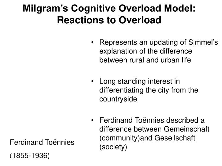 milgram s cognitive overload model reactions to overload