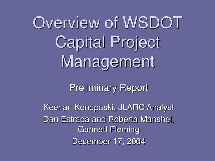 overview of wsdot capital project management