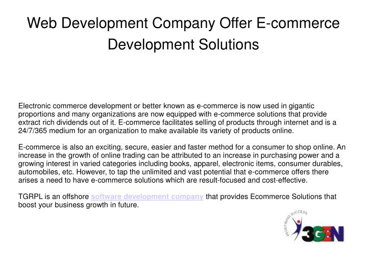 web development company offer e commerce development solutions