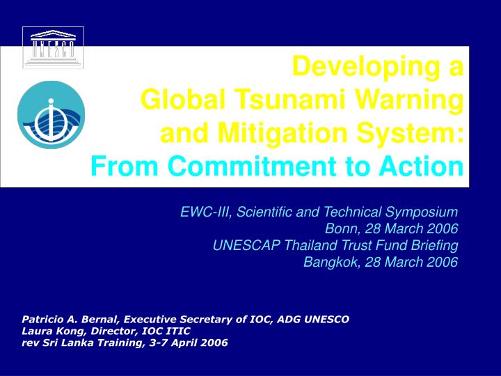 developing a global tsunami warning and mitigation system from commitment to action