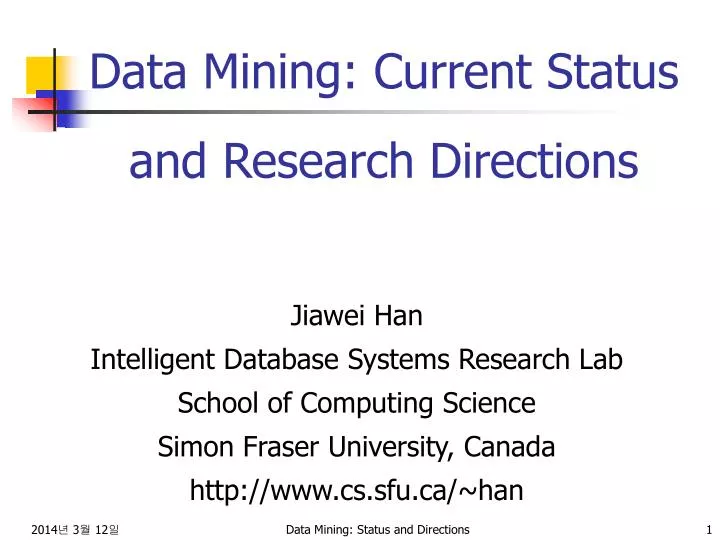 data mining current status and research directions