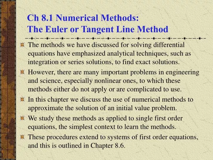 ch 8 1 numerical methods the euler or tangent line method