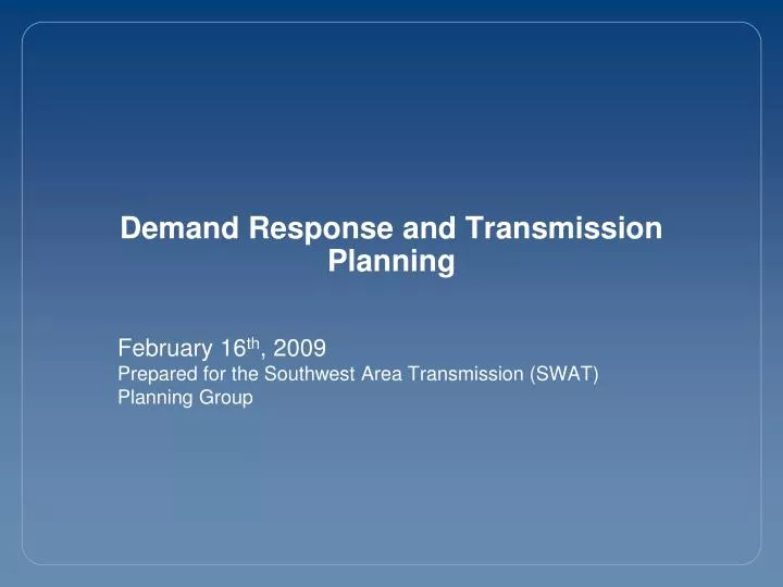 demand response and transmission planning
