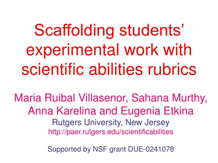 scaffolding students experimental work with scientific abilities rubrics