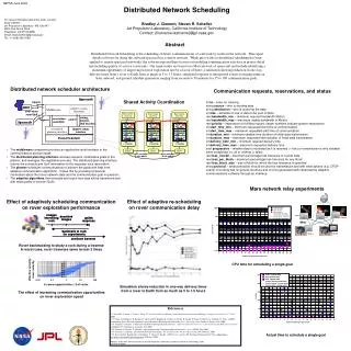 Distributed Network Scheduling Bradley J. Clement, Steven R. Schaffer Jet Propulsion Laboratory, California Institute of