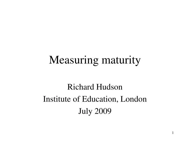 measuring maturity