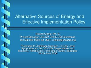 Alternative Sources of Energy and Effective Implementation Policy