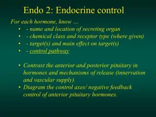 Endo 2: Endocrine control