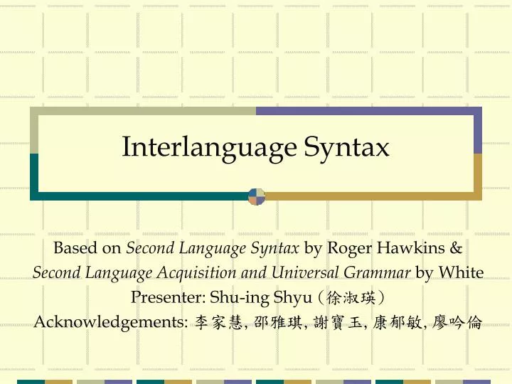 interlanguage syntax