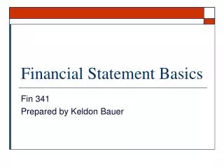 Financial Statement Basics