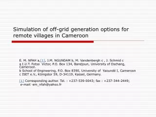 Simulation of off-grid generation options for remote villages in Cameroon