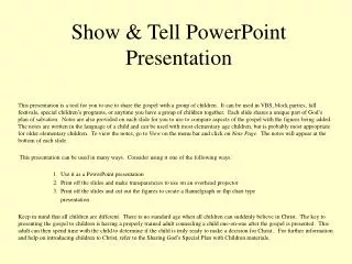 Show &amp; Tell PowerPoint Presentation
