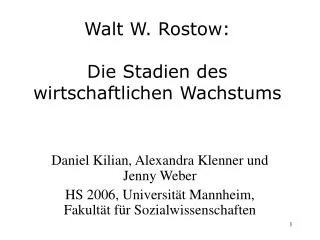 Walt W. Rostow: Die Stadien des wirtschaftlichen Wachstums