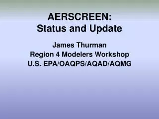 AERSCREEN: Status and Update