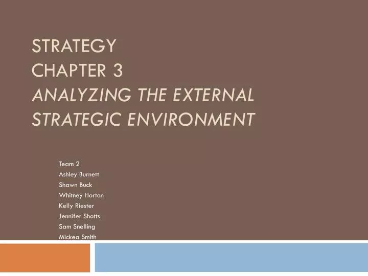 strategy chapter 3 analyzing the external strategic environment