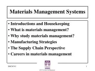 Materials Management Systems