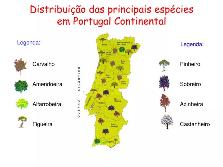 distribui o das principais esp cies em portugal continental