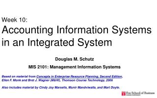 Week 10: Accounting Information Systems in an Integrated System