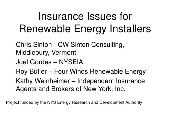insurance issues for renewable energy installers
