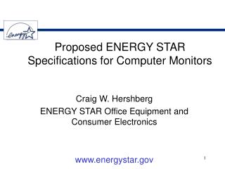 Proposed ENERGY STAR Specifications for Computer Monitors