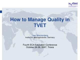 How to Manage Quality in TVET