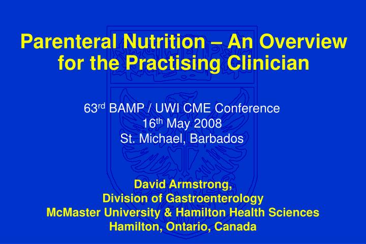 parenteral nutrition an overview for the practising clinician
