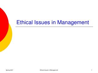 Ethical Issues in Management