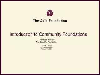 Introduction to Community Foundations
