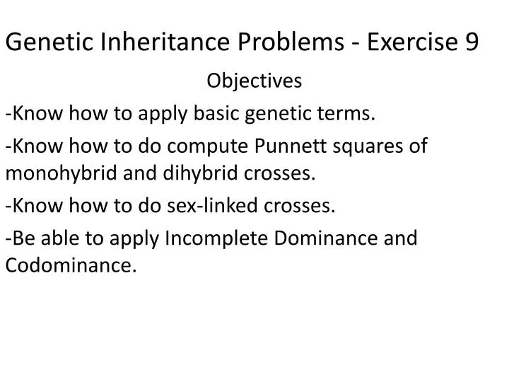 genetic inheritance problems exercise 9