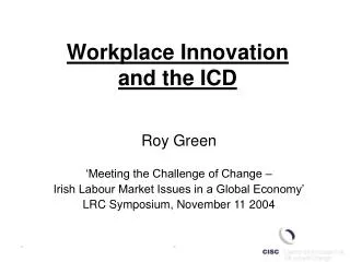 Workplace Innovation and the ICD