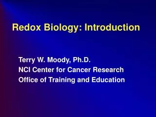 Redox Biology: Introduction