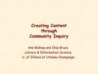 Creating Content through Community Inquiry