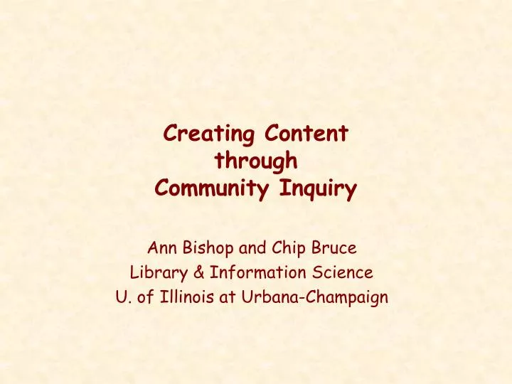 creating content through community inquiry