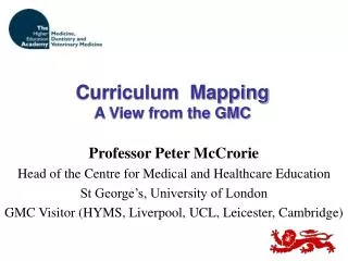 Curriculum Mapping A View from the GMC