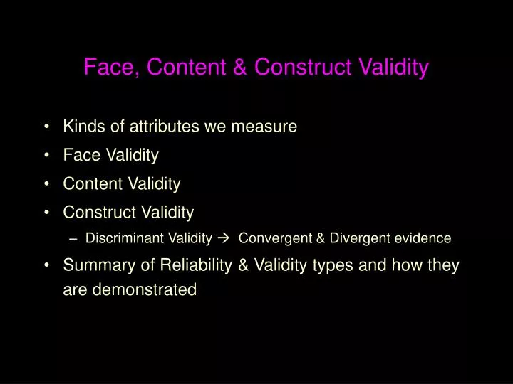 face content construct validity