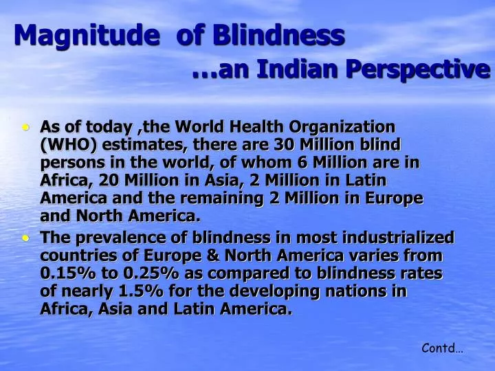 magnitude of blindness an indian perspective
