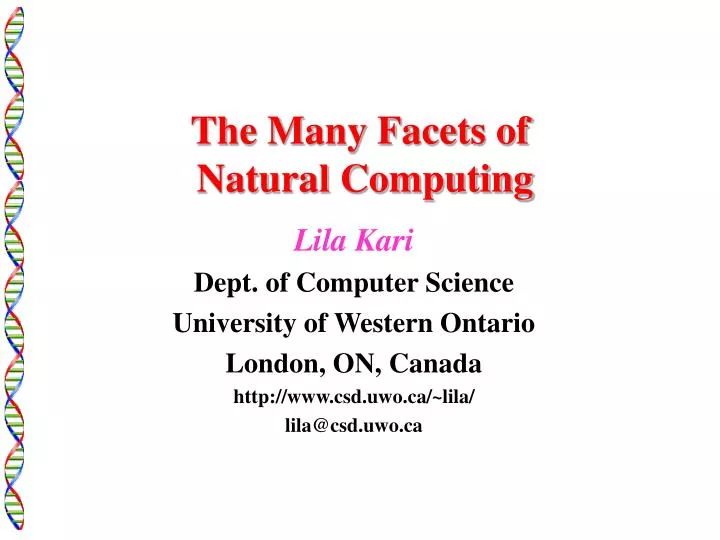 the many facets of natural computing