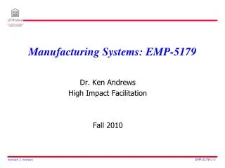 Manufacturing Systems: EMP-5179