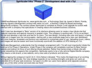Spiritcube inks "Phase 2" Development deal with i-Tul
