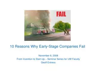 10 Reasons Why Early-Stage Companies Fail