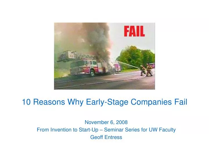10 reasons why early stage companies fail