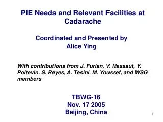 PIE Needs and Relevant Facilities at Cadarache