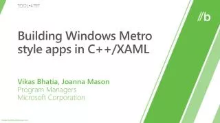 Building Windows Metro style apps in C ++/XAML