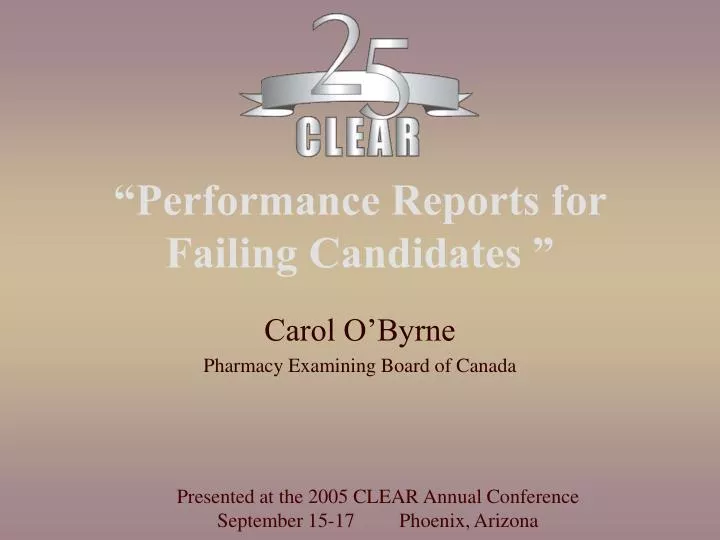 performance reports for failing candidates