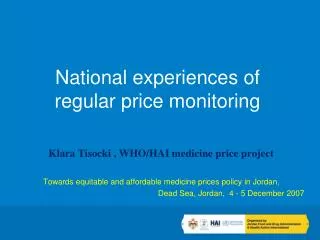 National experiences of regular price monitoring