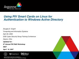 Using PIV Smart Cards on Linux for Authentication to Windows Active Directory