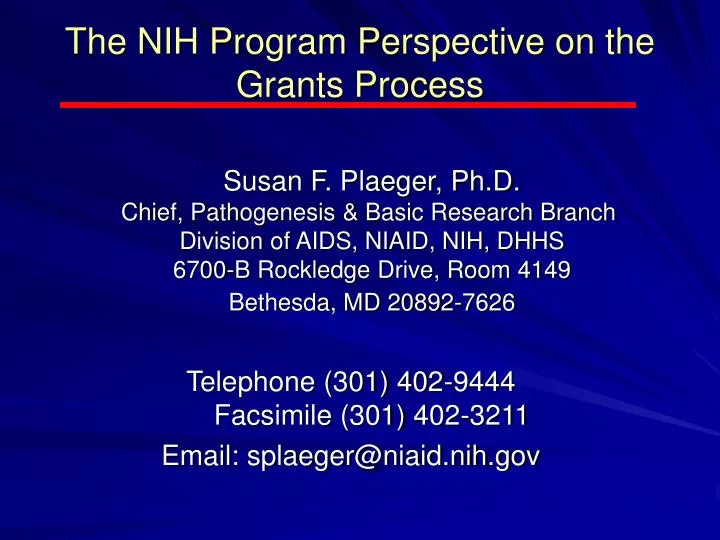the nih program perspective on the grants process