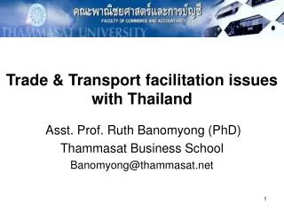 Trade &amp; Transport facilitation issues with Thailand