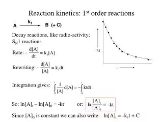 Reaction kinetics: 1 st order reactions